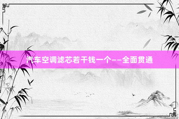 汽车空调滤芯若干钱一个——全面贯通